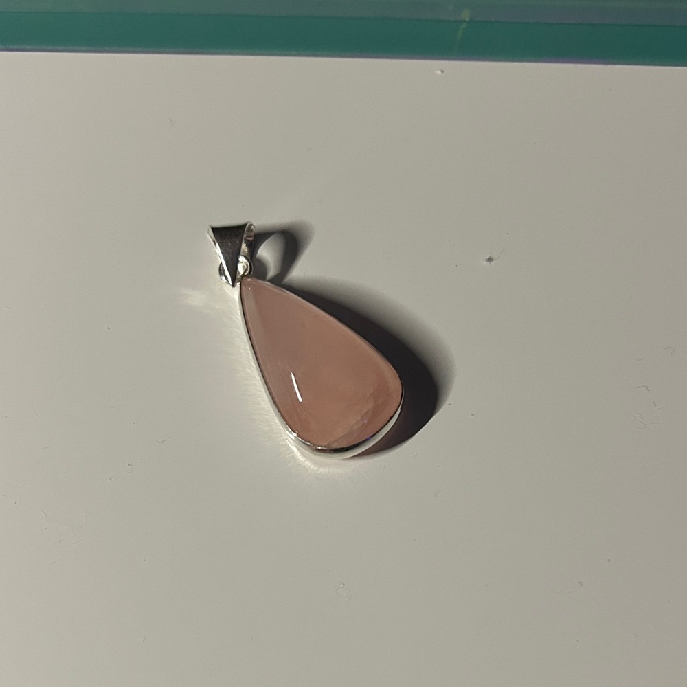 Elegant Pink Teardrop Pendant Rose Quartz